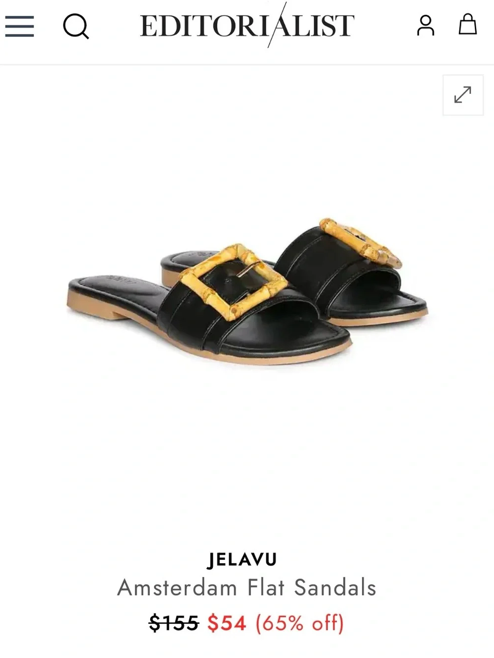 Jelavu Black Slide Sandals with Bamboo Buckle